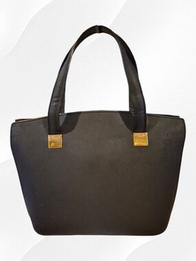 Celine Vintage Black Tote with Gold Hardware